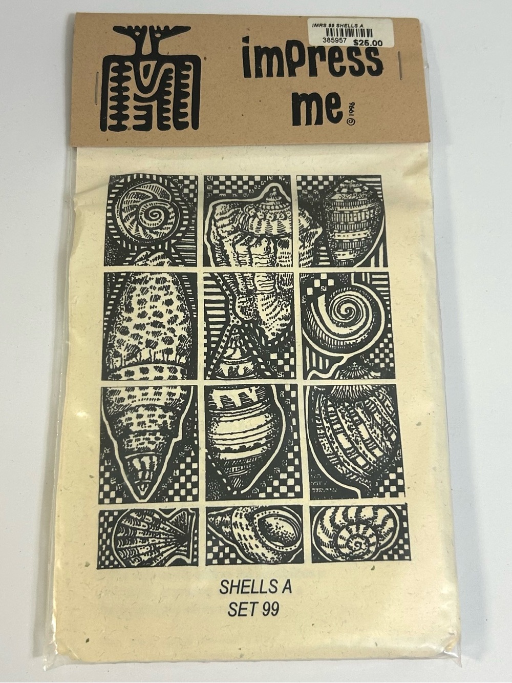Impress Me Shells Design Unmounted Rubber Stamps Block vintage 1996